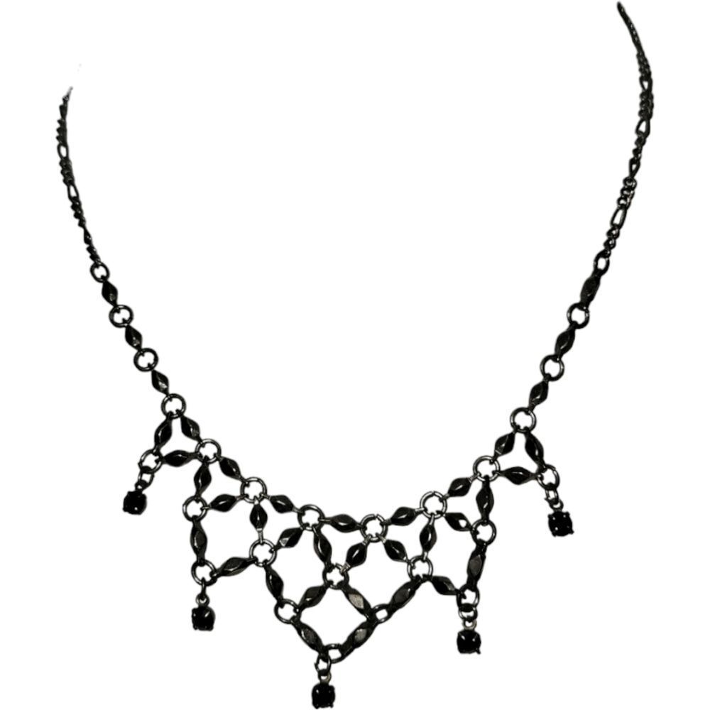 Fashion jewelry Charcoal With Black Gems Choker 17" Length